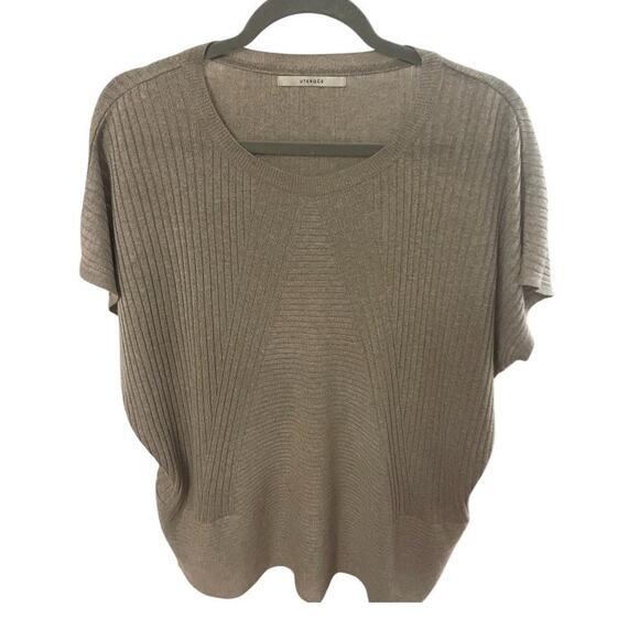 Uterque Ribbed Knit Top Oversized Baggy Scoop Neck Minimalist Y2K Classy M - Picture 1 of 10